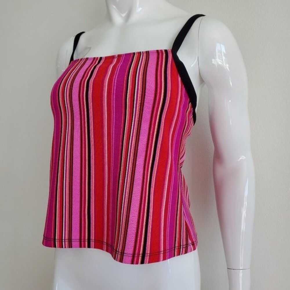 Vintage 90's Liz Claiborne Pink Striped Tankini Swim Top
